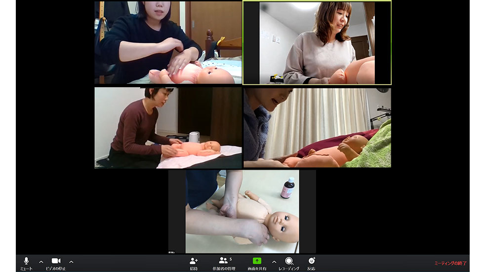 オンラインの実技の様子