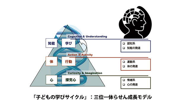 発達段階に合わせた親子の営みは、心（情緒）、体（運動）、頭（知能）を育てます